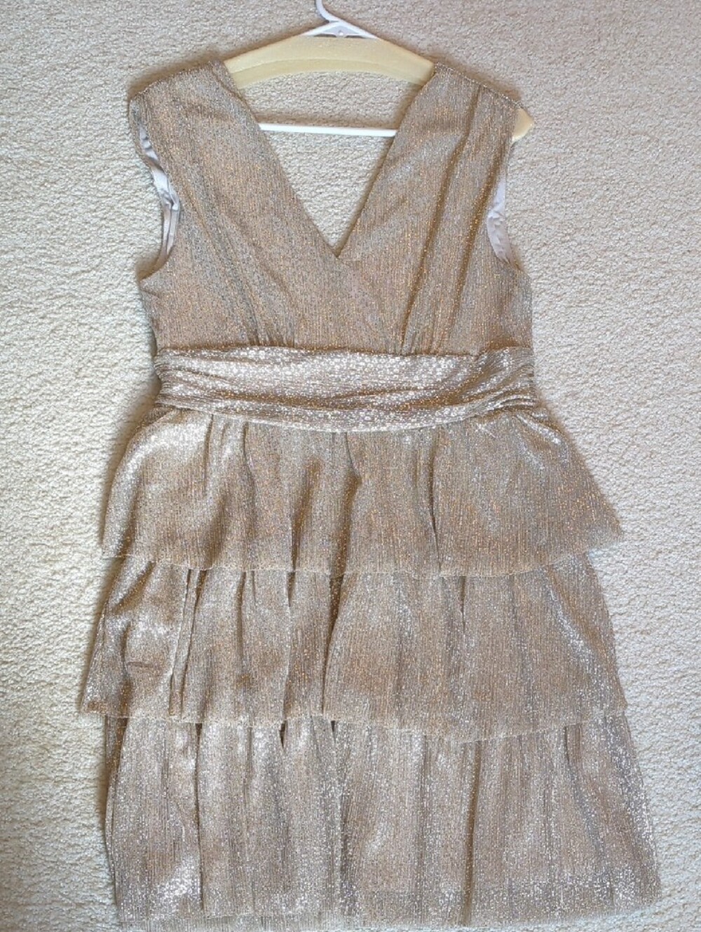 Lilly Pulitzer Gold Sparkle Tiered V-Neck Dress